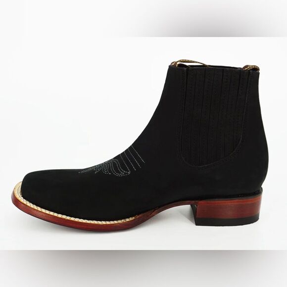 Los Angeles Boots Women’s Western Nobuck Leather Short Ankle Chelsea Boots Black - Picture 1 of 9